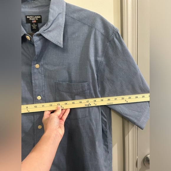 Ralph Lauren Jeans Co Button Down Shirt Short Sleeve Mens Medium Blue Cotton - Picture 5 of 6